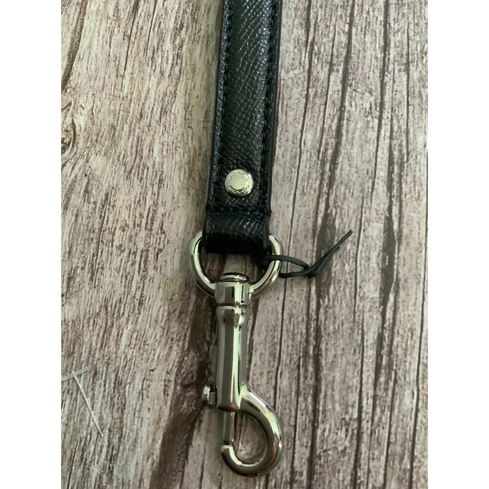 Coach Black Leather Dog Pet Leash Small Medium Gold Hardware NIB Box